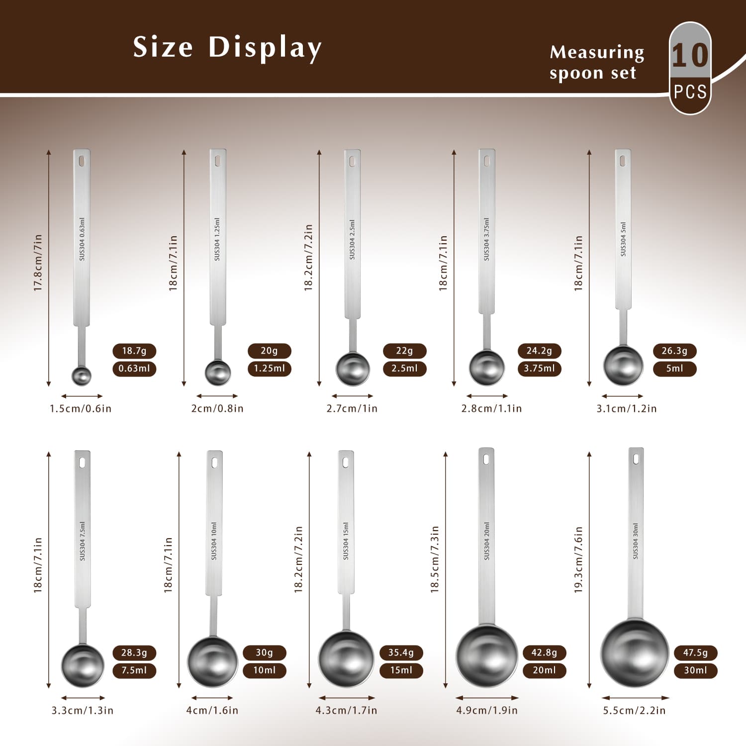 10 Piece Long Handle Measuring Scoops view 2