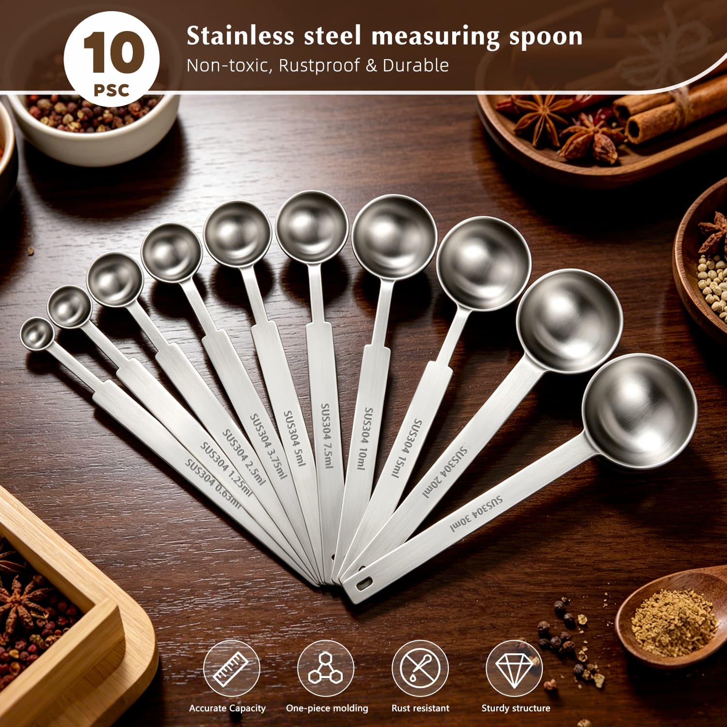 10 Piece Long Handle Measuring Scoops view 3
