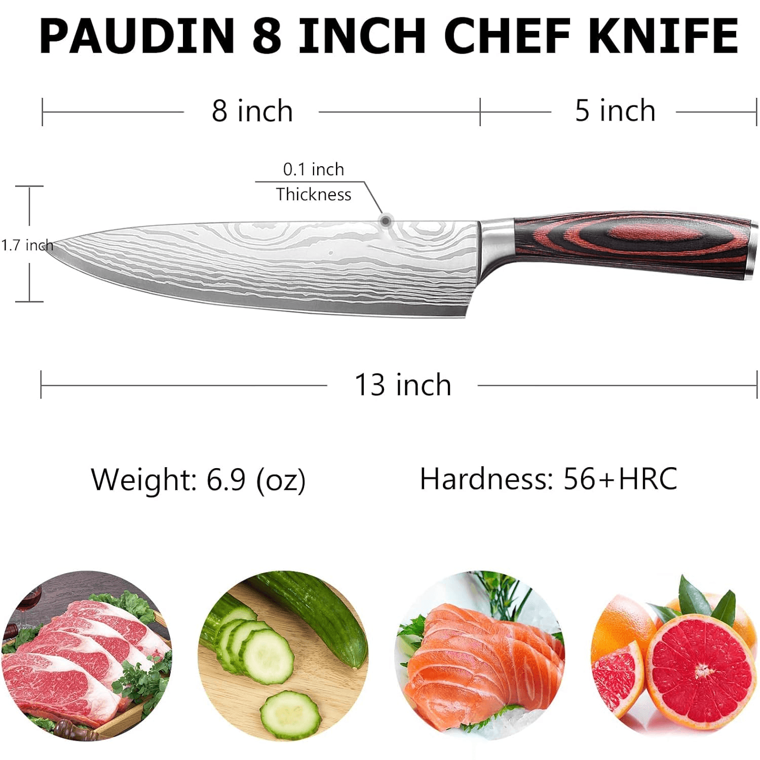 8 Inch High Carbon Steel Chef Knife view 2