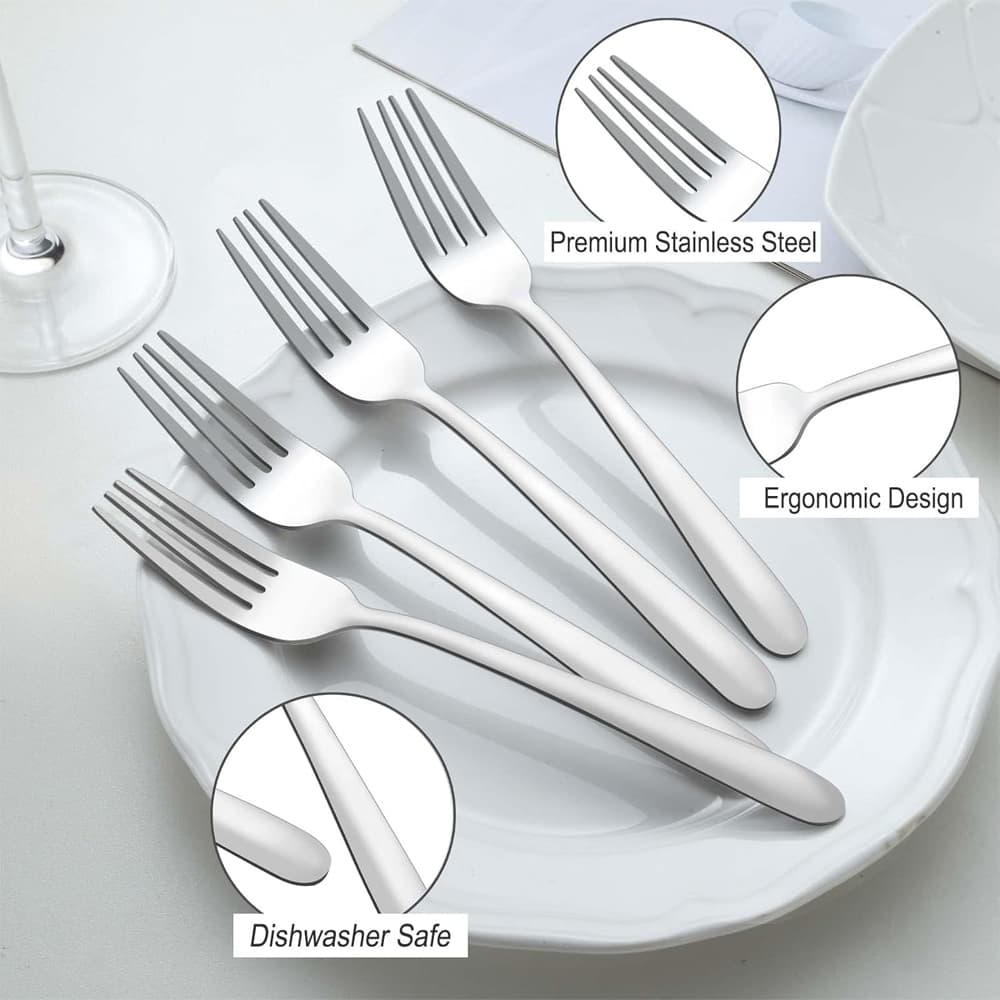 8 Inch Mirror Polished Silverware Forks view 3