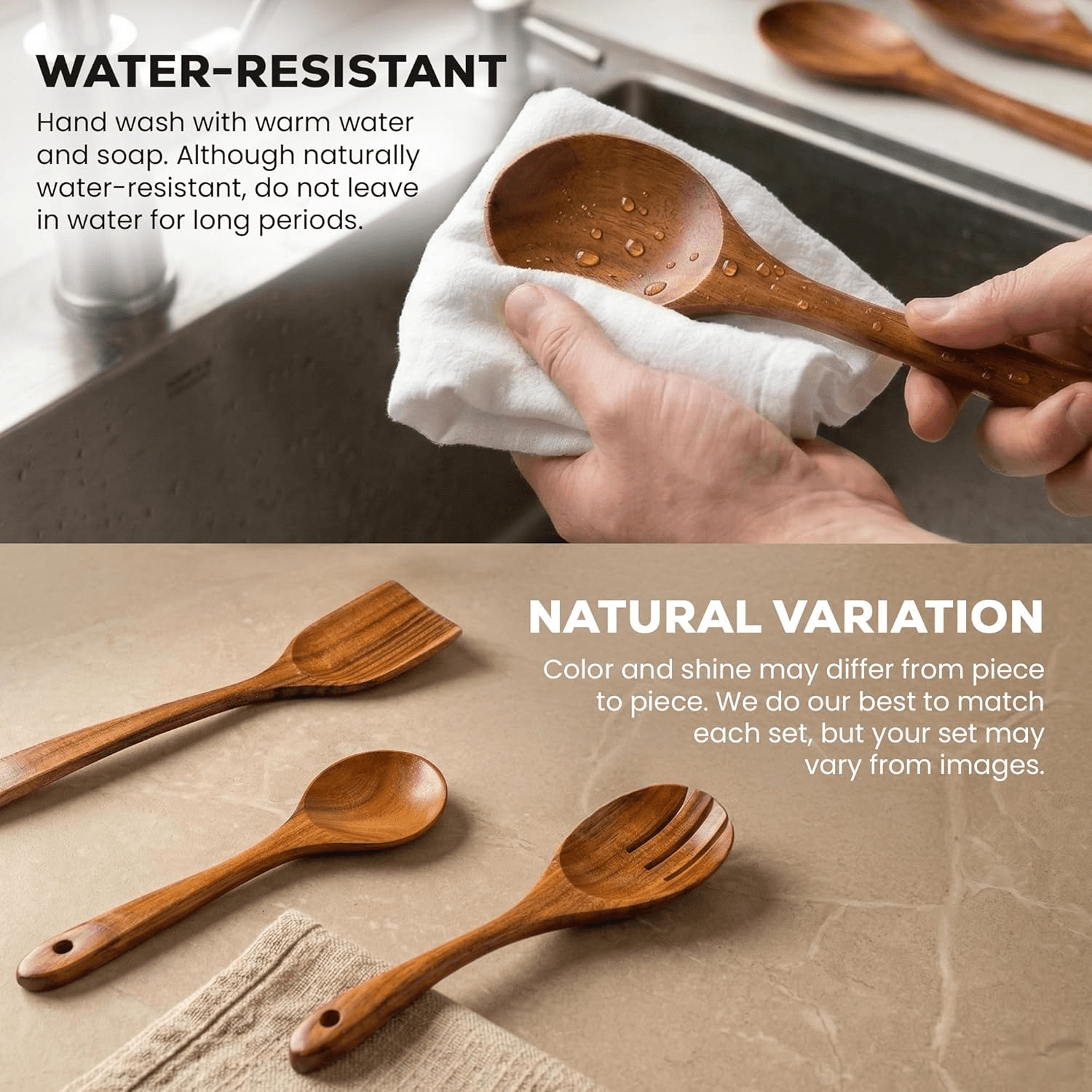 9 Piece Teak Wood Cooking Utensil Set view 4