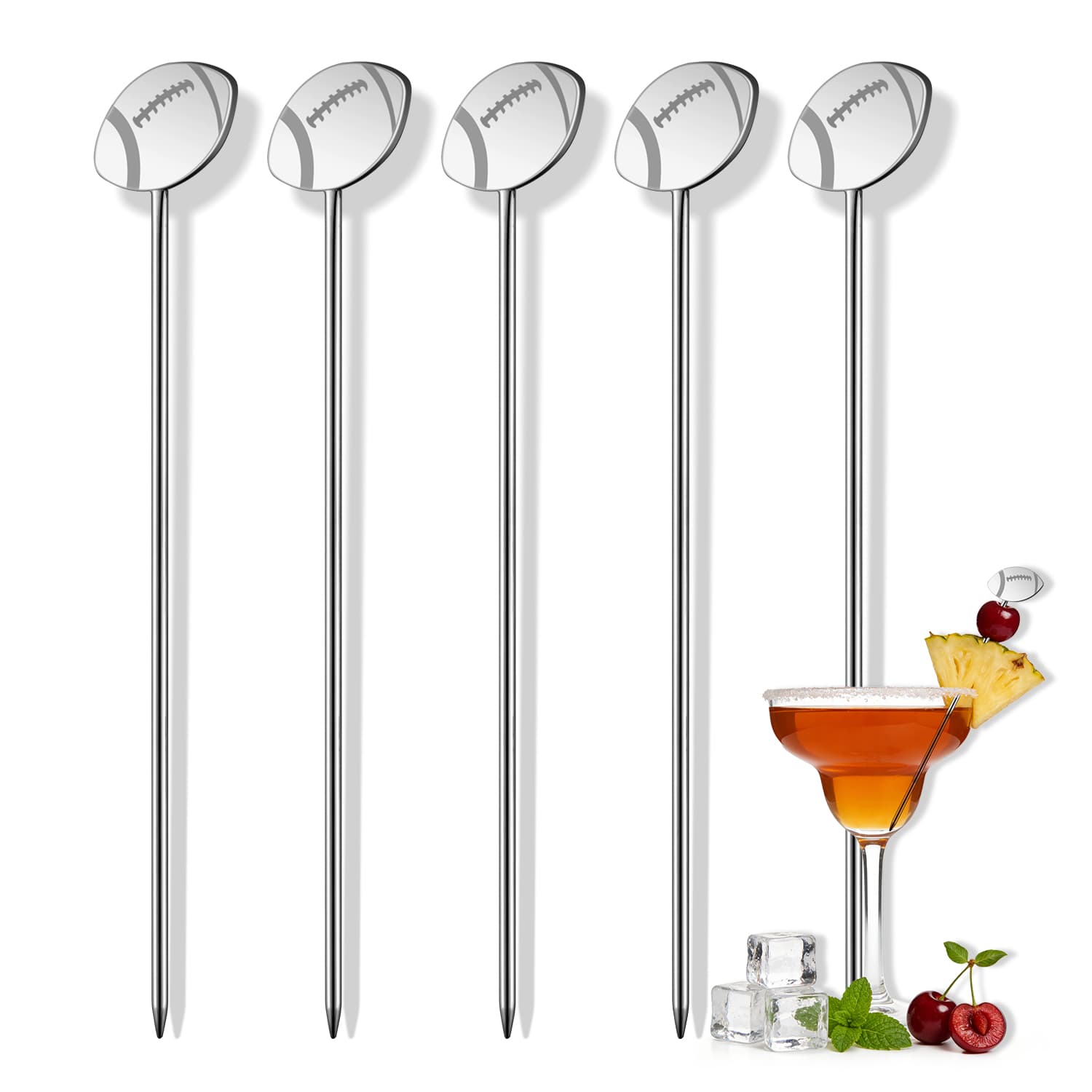 Football Themed Stainless Steel Cocktail Picks