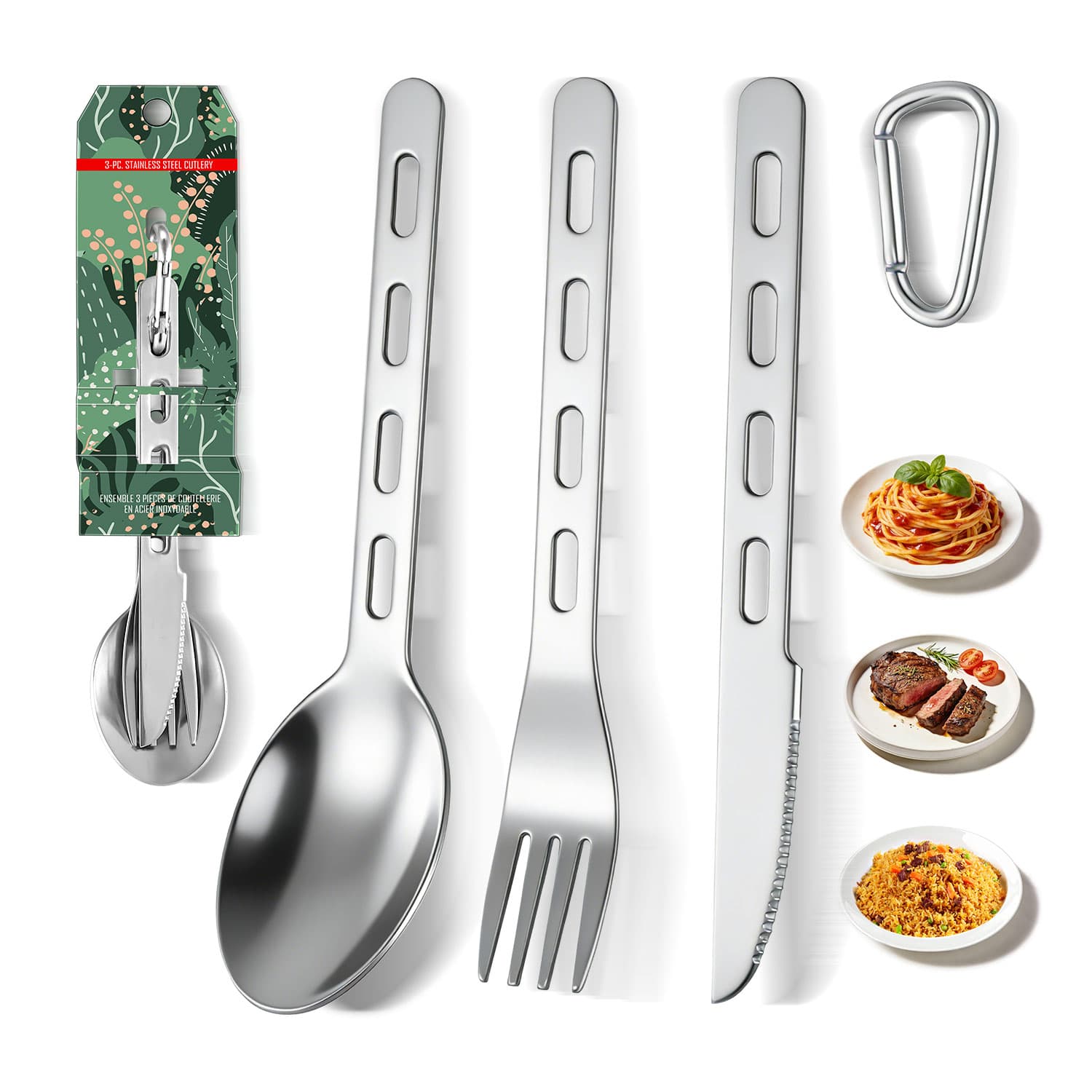 Outdoor 3 Piece Stainless Steel Cutlery Set